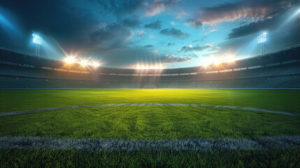 Spectacular Stadium with Illuminated Floodlights