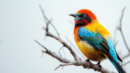 Obraz premium A colorful bird perched on a branch.