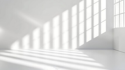 Abstract white background with shadows and light, modern interior design for product presentation. Mock up template in the style of modern interior design