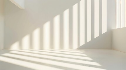 Fototapeta premium Abstract white background with shadows and light, modern interior design for product presentation. Mock up template in the style of modern interior design