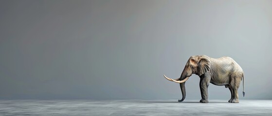 Gentle elephant with copyspace on a grey background