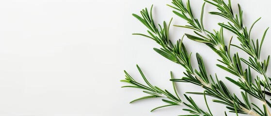Obraz premium Sprig of rosemary with open copyspace, isolated on white