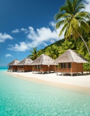 Beachside Haven: Island Huts on Tropical Sands