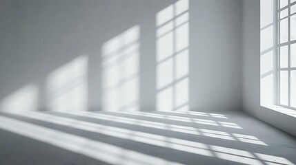 Abstract white background with shadows and light, modern interior design for product presentation. Mock up template in the style of modern interior design