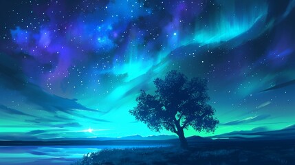 綺麗なオーロラのある空の風景13