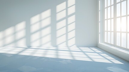 Obraz premium Abstract white background with shadows and light, modern interior design for product presentation. Mock up template in the style of modern interior design