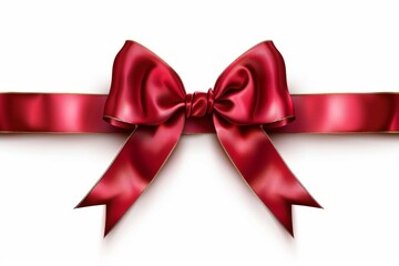 Fototapeta premium Luxurious Red Satin Ribbon Bow on White Background Perfect for Gift Wrapping and Decorative Celebrations