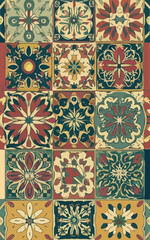 2d vector illustrator colorful vintage Seamless hi res Portuguese tiles Artwork
