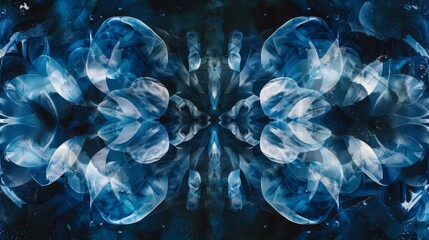 Naklejka premium An abstract design featuring mirrored shapes intertwining in perfect symmetry inspired by the laws of particle physics.