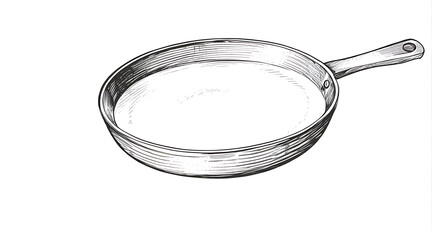 a doodle art of a frying pan in a white isolated background with copy space
