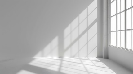 Abstract white background with shadows and light, modern interior design for product presentation. Mock up template in the style of modern interior design