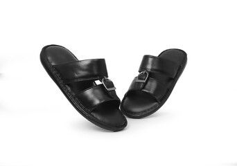  genuine leather sandals pair isolated