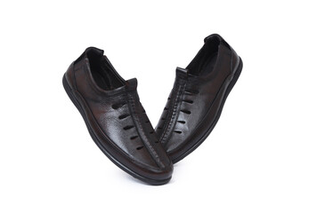  genuine leather sandals pair isolated