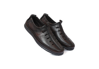  genuine leather sandals pair isolated