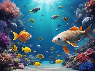 A Beautiful portrait of the aquatic life for background with copy space
