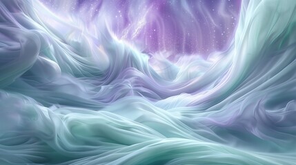 Ethereal lavender seafoam swirling celestial auroras tapestry