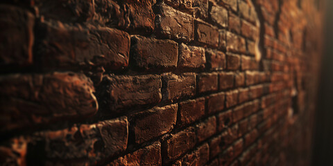 A straight-on shot of a dark brick wall with rich, deep colors and a slightly rough texture. The lighting is low and even, creating a moody and sophisticated background.
