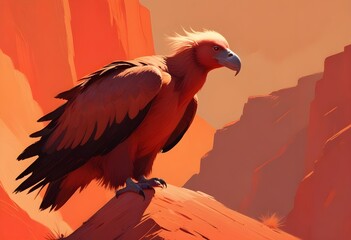Naklejka premium Digital painting condor pastel soft tones redscale