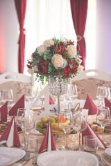 Luxury, elegant wedding reception table arrangement, floral centerpiece