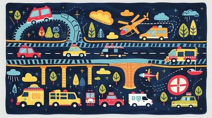 Fun Transportation Blanket Design for Boys Featuring Racing Cars, Monster Trucks, Helicopters, and More
