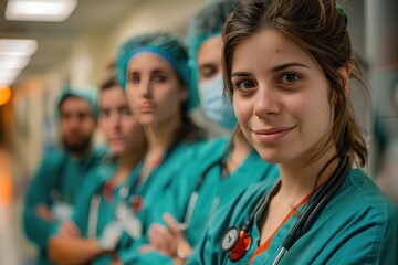 Group of medical workers in hospital