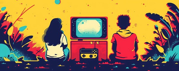 A couple watching TV