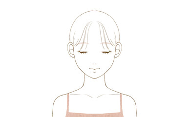 目を閉じている若い女性 の正面