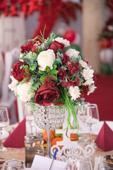 Luxury, elegant wedding reception table arrangement, floral centerpiece