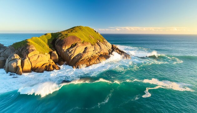 Ocean Force: Aerial View of Pacific Waves on Biri Island