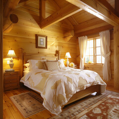 Interior Warm Butter Wood Furniture Bedroom