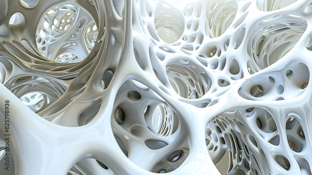 Fototapete 3d rendering of a complex organic structure. the structure resembles a cross-section of a bone or a 