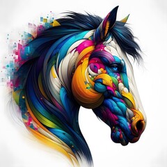 Horse head flowing graphic design
Colors that stand out and contrast
Colorful design style
Aesthetics that are brutal but cute and unusual.
Suitable for use in children's books, t-shirt designs, tatto