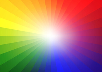 鮮やかな虹色の放射状グラデーションの背景イラスト　A4サイズ
