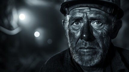 Despite the tough and challenging work the coal miner presses on his headlamp a vital tool in this hazardous environment.
