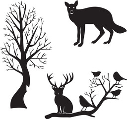 Animal Black Silhouette Clipart on white background