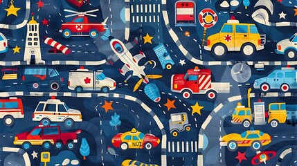 Fun Transportation Blanket Design for Boys - Featuring Racing Cars, Monster Trucks, Helicopters, and More