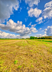 Impressive cloud formations passing over a rural landscape in The Netherlands.