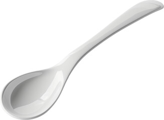 White porcelain spoon isolated on transparent background.