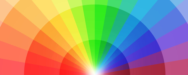 Obraz premium レインボーグラデーションと半円を組み合わせたバナー、ヘッダーデザイン