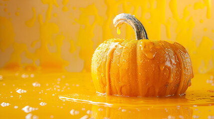 Autumn orange pumpkin on an orange background
