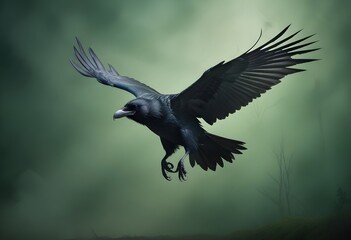 Naklejka premium Fantasy a raven soaring gracefully through the air