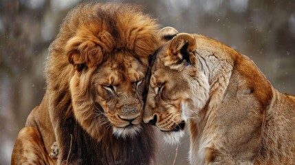 Fototapeta premium Majestic Lions in Love: The Bonds of Pride
