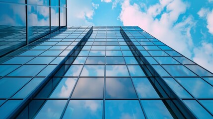 Modern facade. Windows of the business center.