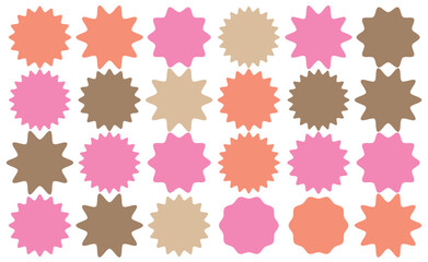 Set of red starburst, sunburst badges. Design elements - best for sale sticker, price tag, quality mark. Flat vector illustration isolated on white background.