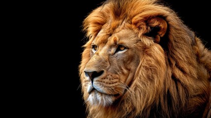 Lion Portrait on Black Background