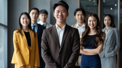 Obraz premium Young Asian businessmen standing together