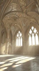 Obraz premium A large, empty room with a lot of arches and windows