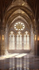 Obraz premium Vast room featuring abundant archways and windows. Architectural space concept