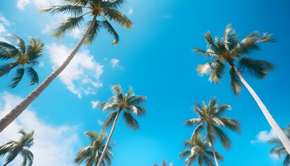 palm trees and blue sky background