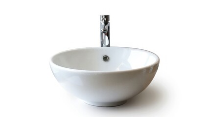Modern white bathroom sink with faucet